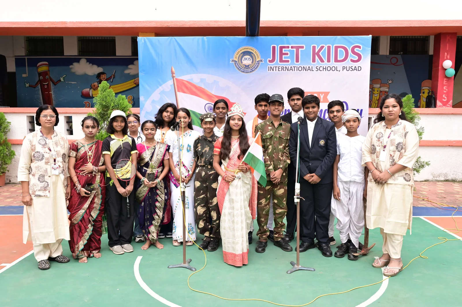 Student performers depicting freedom struggle